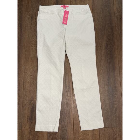 NWT Lilly Pulitzer Sz 8 Kelly Skinny Ankle Resort White Jacquard Pants NWT $138 - Picture 1 of 1